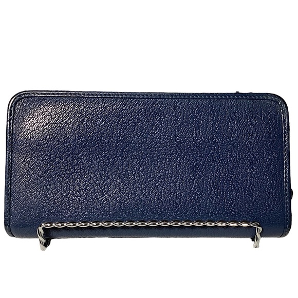 LOEWE Long Wallet Anagram Logo Cadena Blue Leather Zip Closure Pristine - Picture 3 of 16